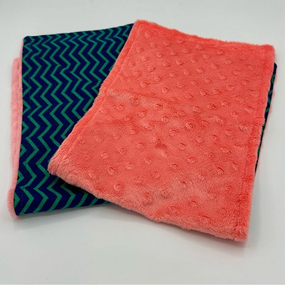 Coral and Teal Chevron Burp Cloth Set (766)